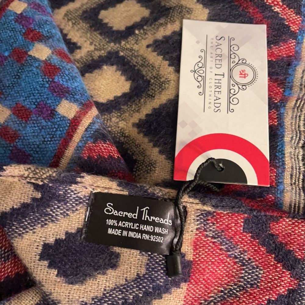 NWT.  Sacred Threads Scarf. 219734A. 02BL/BL - Picture 3 of 5
